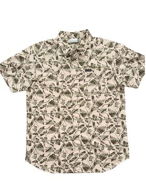 NWOT Columbia Men’s Floral Button-Up Shirt – Green Botanical Print – Size M